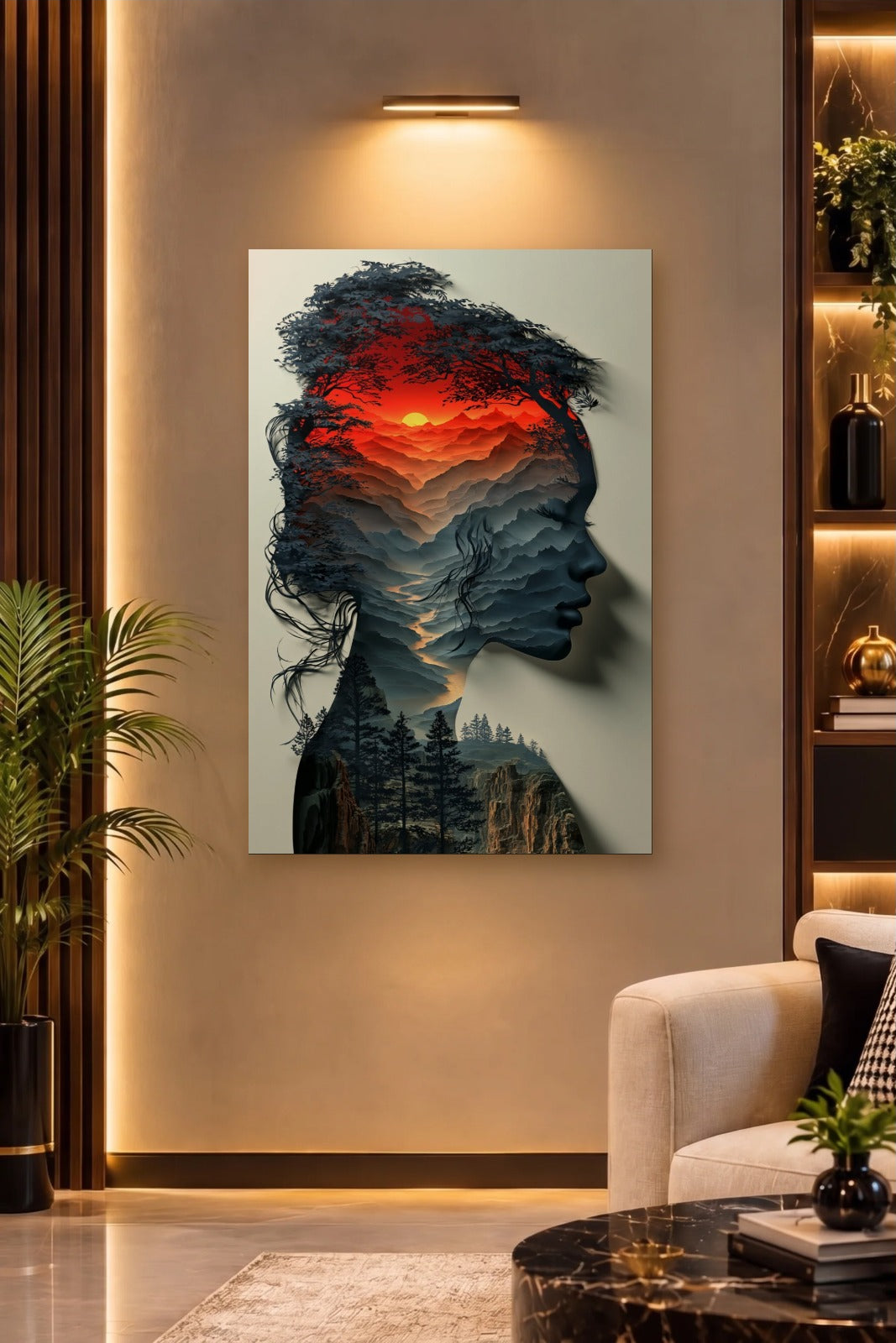 Expressions Art acrylic wall art on a warm-lit luxury wall