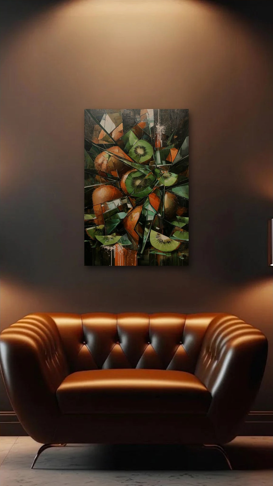 Luxury Art acrylic wall art above a leather armchair