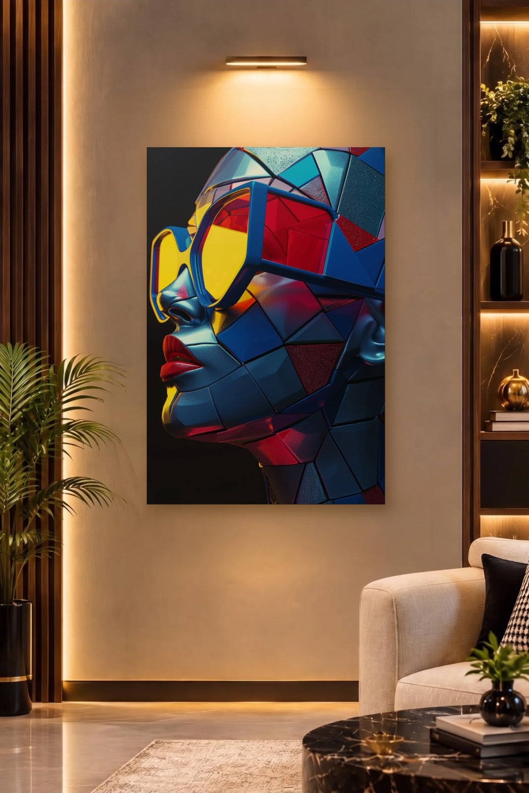 Expressions Art acrylic wall art on a warm-lit luxury wall