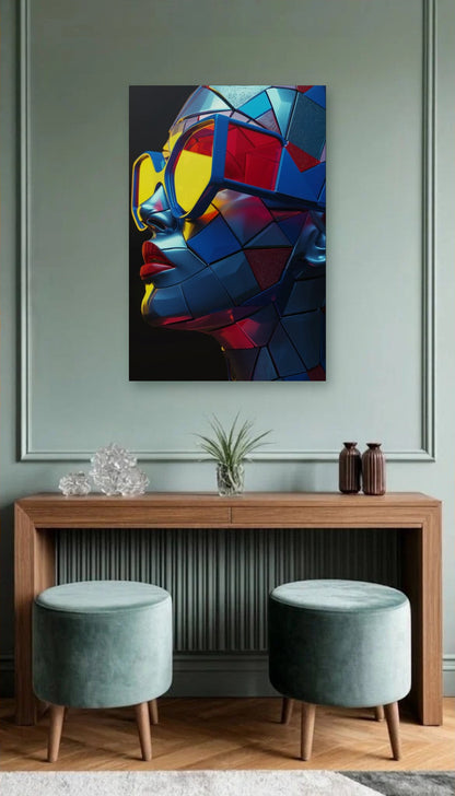 Expressions Art acrylic wall art above a wooden console