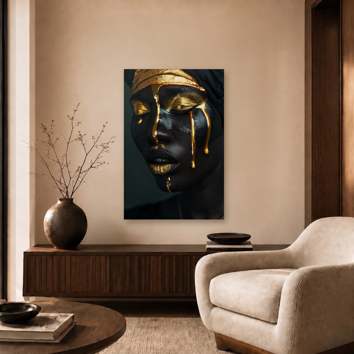 Expressions Art acrylic wall art in a beige living room