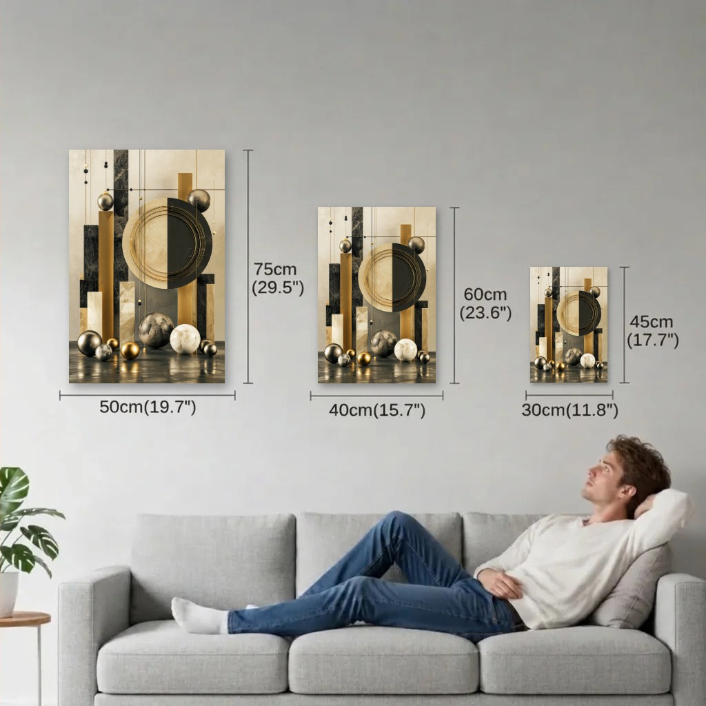 Geometric Abstraction Art size guide 30x45, 40x60, 50x75 cm