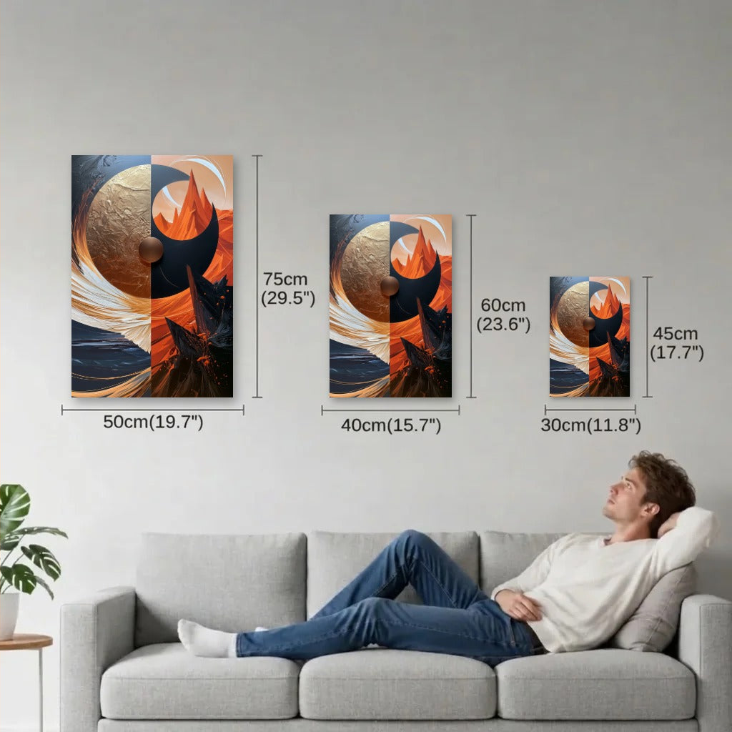 Geometric Abstraction Art size guide 30x45, 40x60, 50x75 cm