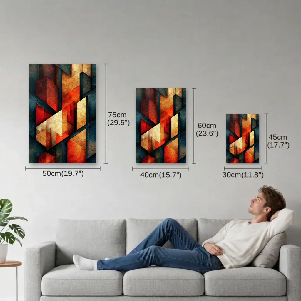 Geometric Abstraction Art size guide 30x45, 40x60, 50x75 cm