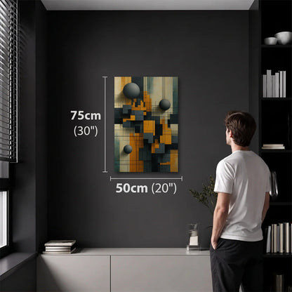 Geometric Abstraction Art 50x75 cm acrylic wall art in a dark modern room