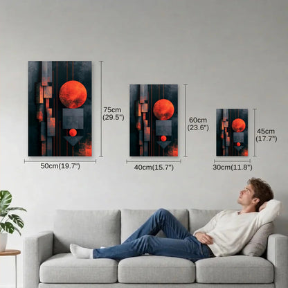 Geometric Abstraction Art size guide 30x45, 40x60, 50x75 cm