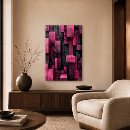 Geometric Abstraction Art acrylic wall art in a beige living room