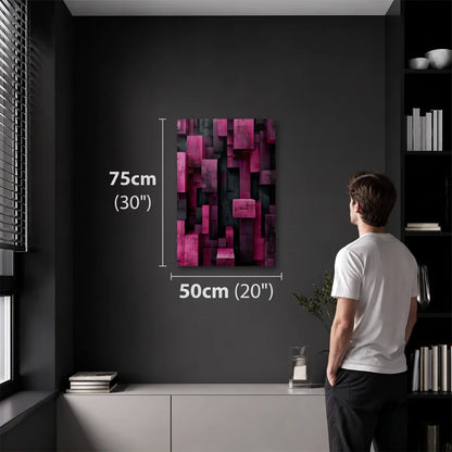 Geometric Abstraction Art 50x75 cm acrylic wall art in a dark modern room