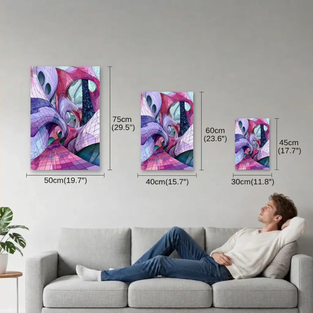 Geometric Abstraction Art size guide 30x45, 40x60, 50x75 cm