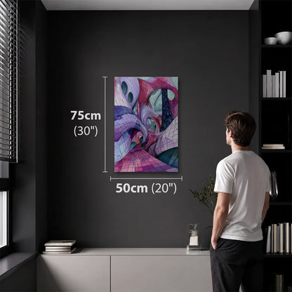Geometric Abstraction Art 50x75 cm acrylic wall art in a dark modern room