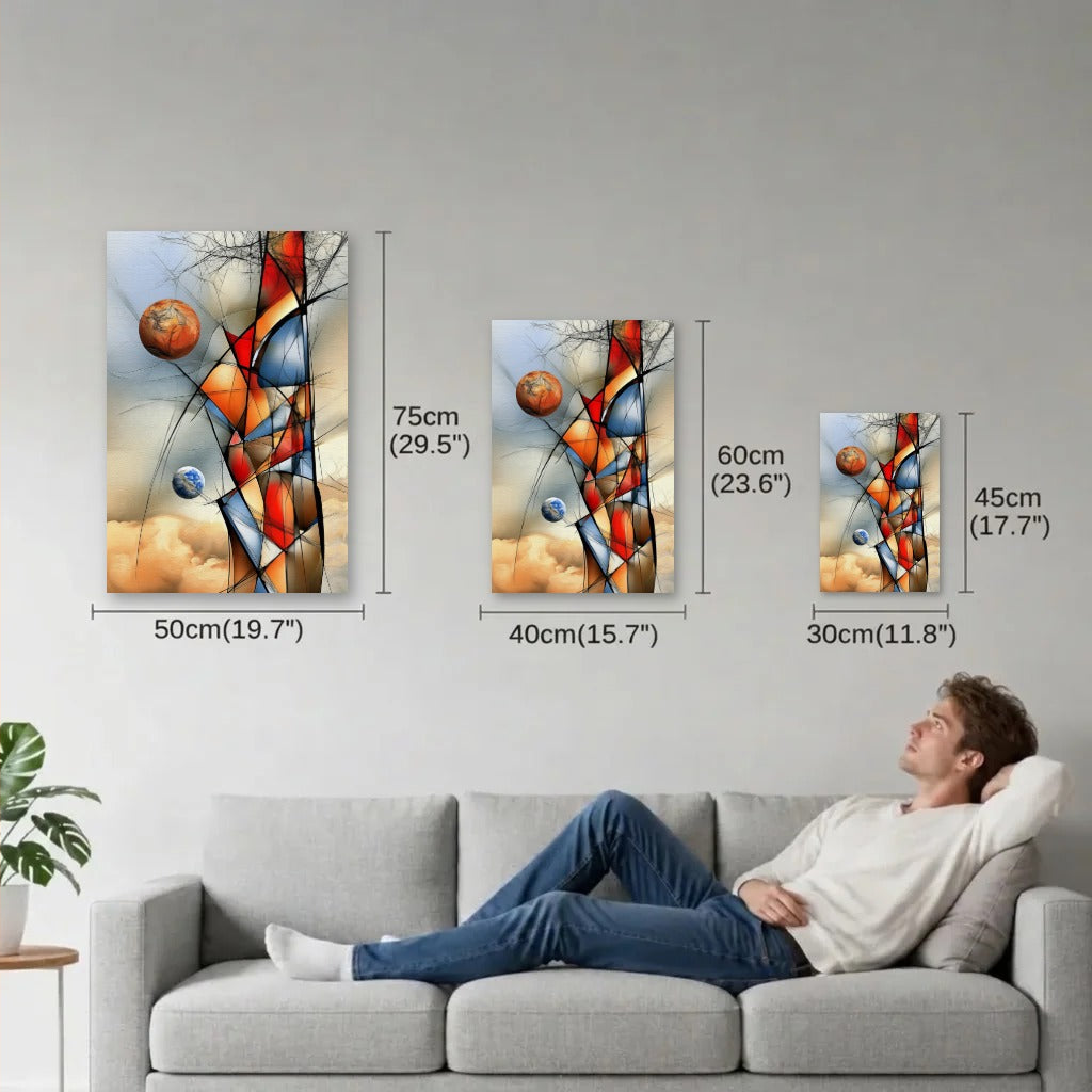 Geometric Abstraction Art size guide 30x45, 40x60, 50x75 cm
