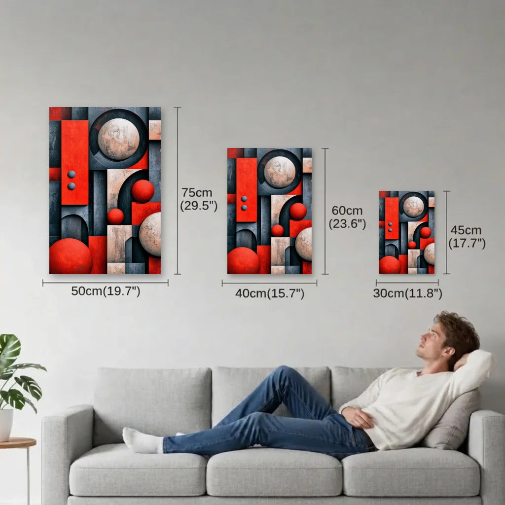 Geometric Abstraction Art size guide 30x45, 40x60, 50x75 cm