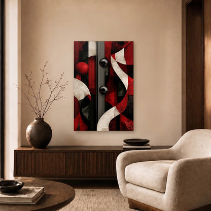 Geometric Abstraction Art acrylic wall art in a beige living room