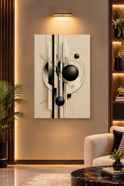 Geometric Abstraction Art acrylic wall art on a warm-lit luxury wall