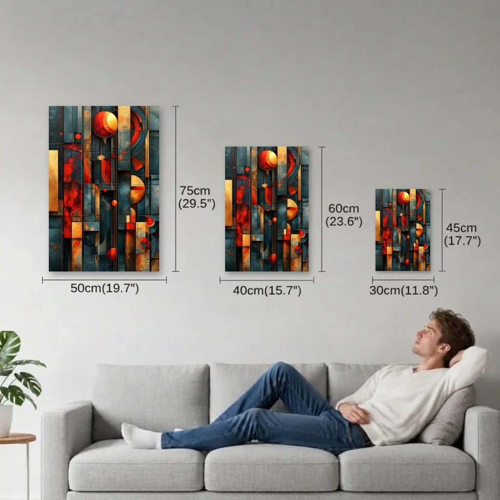 Geometric Abstraction Art size guide 30x45, 40x60, 50x75 cm