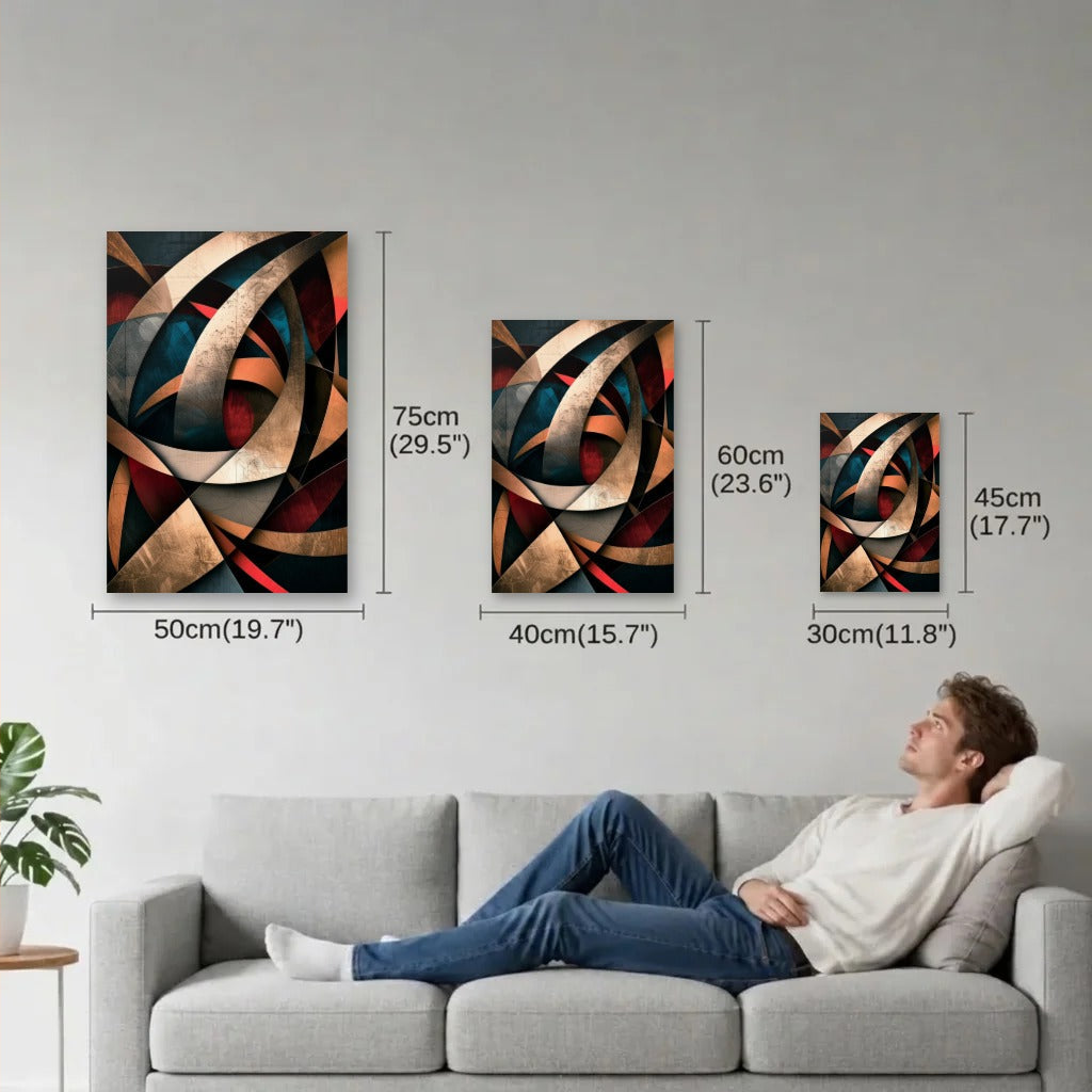 Geometric Abstraction Art size guide 30x45, 40x60, 50x75 cm
