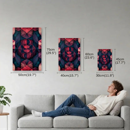 Geometric Abstraction Art size guide 30x45, 40x60, 50x75 cm