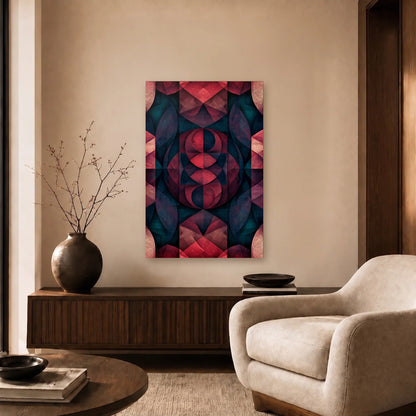 Geometric Abstraction Art acrylic wall art in a beige living room