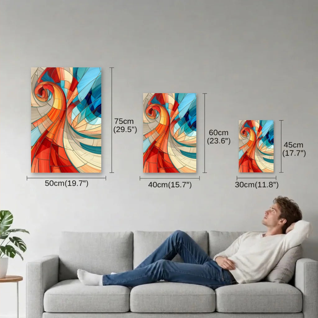 Geometric Abstraction Art size guide 30x45, 40x60, 50x75 cm
