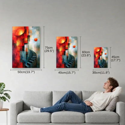 Geometric Abstraction Art size guide 30x45, 40x60, 50x75 cm
