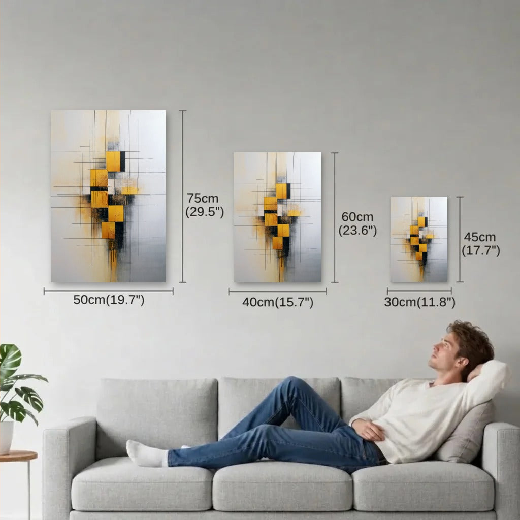 Geometric Abstraction Art size guide 30x45, 40x60, 50x75 cm