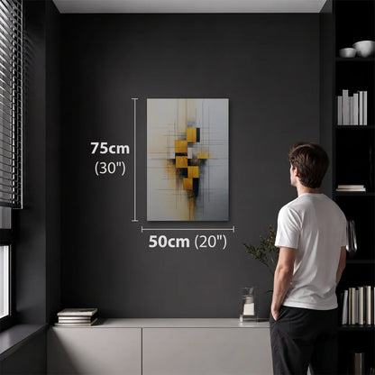 Geometric Abstraction Art 50x75 cm acrylic wall art in a dark modern room
