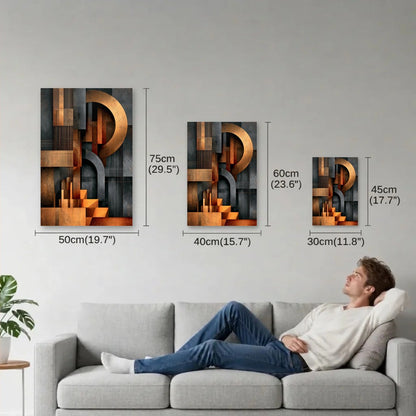Geometric Abstraction Art size guide 30x45, 40x60, 50x75 cm