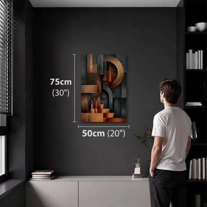 Geometric Abstraction Art 50x75 cm acrylic wall art in a dark modern room