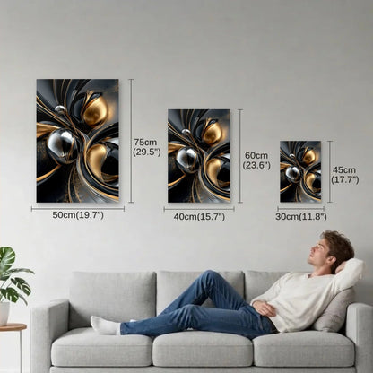 Geometric Abstraction Art size guide 30x45, 40x60, 50x75 cm