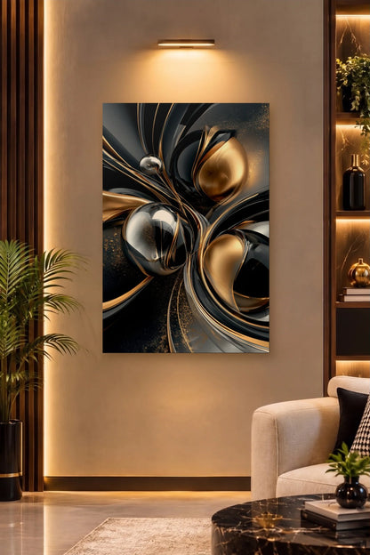 Geometric Abstraction Art acrylic wall art on a warm-lit luxury wall