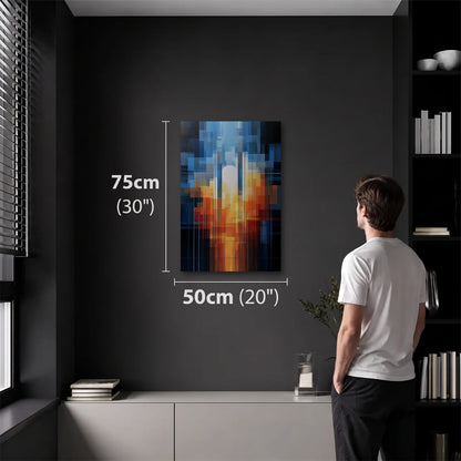 Geometric Abstraction Art 50x75 cm acrylic wall art in a dark modern room