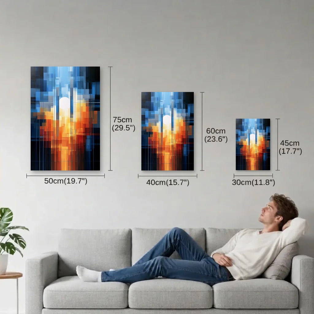 Geometric Abstraction Art size guide 30x45, 40x60, 50x75 cm