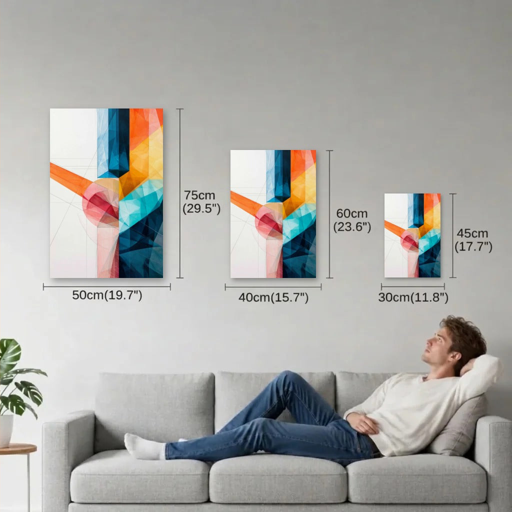 Geometric Abstraction Art size guide 30x45, 40x60, 50x75 cm