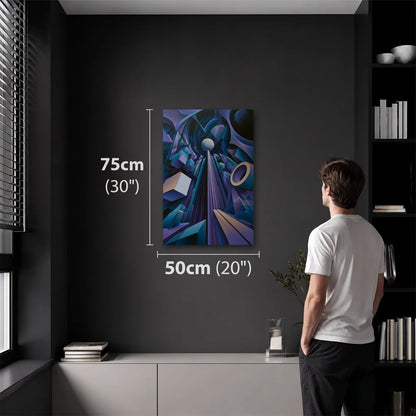 Geometric Abstraction Art 50x75 cm acrylic wall art in a dark modern room