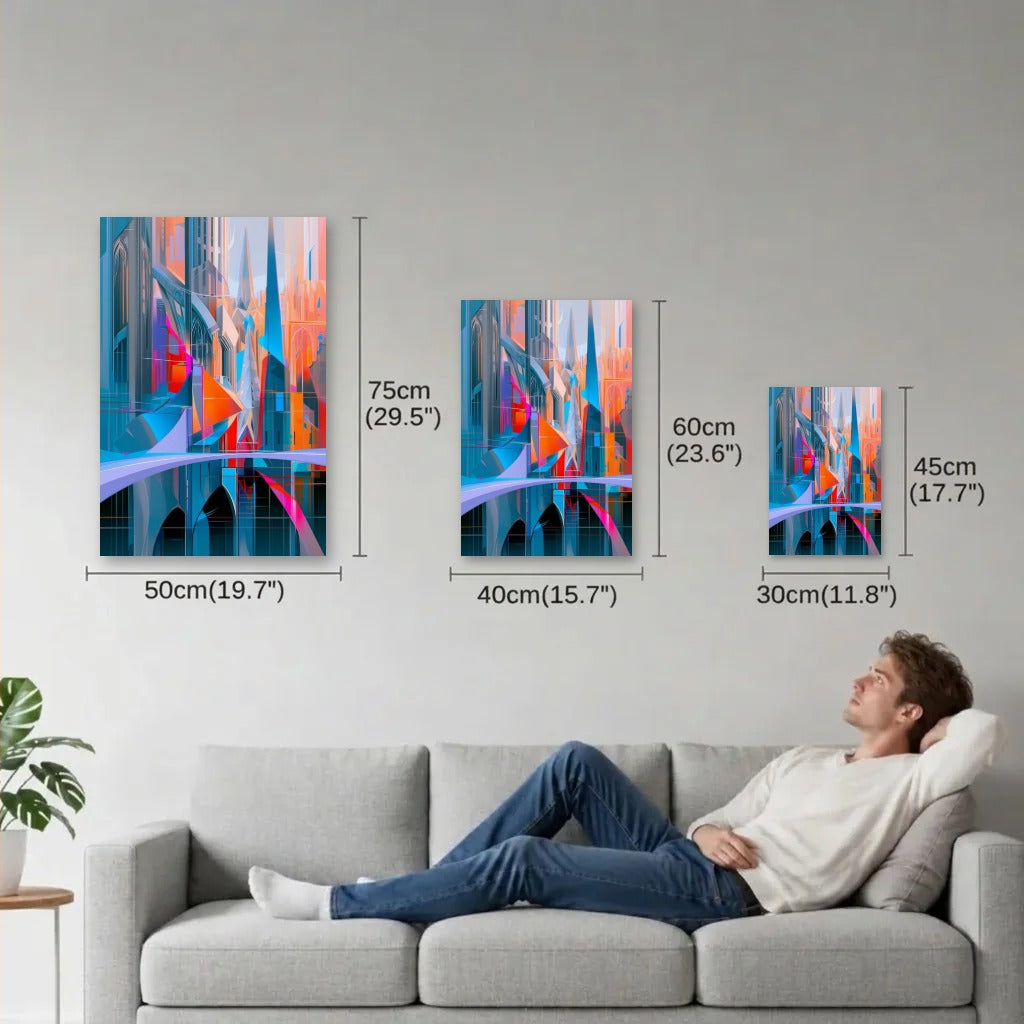 Geometric Abstraction Art size guide 30x45, 40x60, 50x75 cm