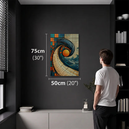 Geometric Abstraction Art 50x75 cm acrylic wall art in a dark modern room