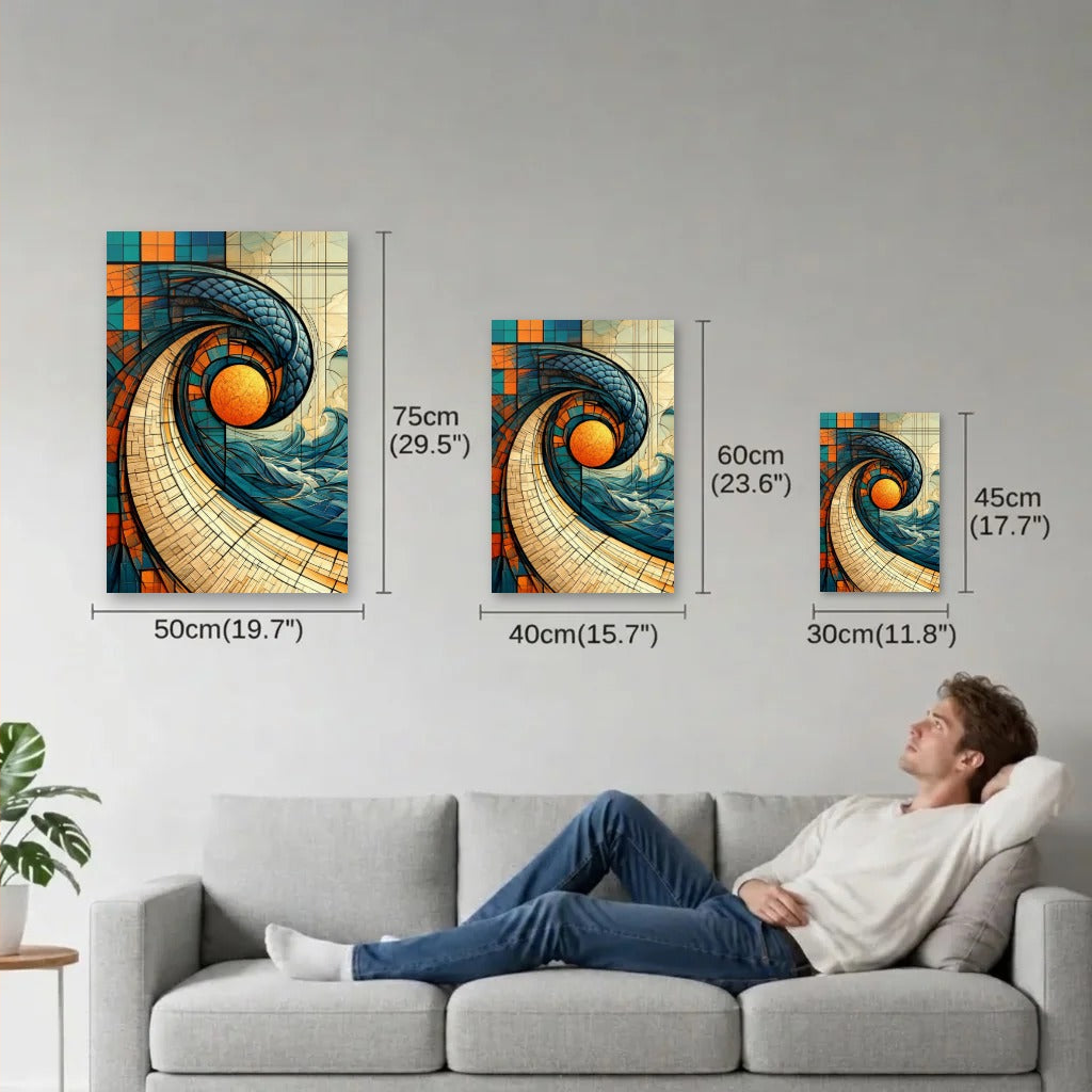 Geometric Abstraction Art size guide 30x45, 40x60, 50x75 cm