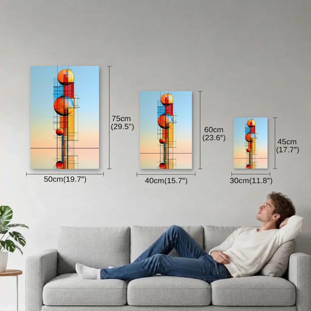 Geometric Abstraction Art size guide 30x45, 40x60, 50x75 cm