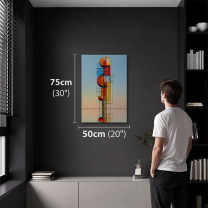 Geometric Abstraction Art 50x75 cm acrylic wall art in a dark modern room