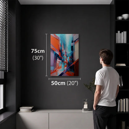 Geometric Abstraction Art 50x75 cm acrylic wall art in a dark modern room