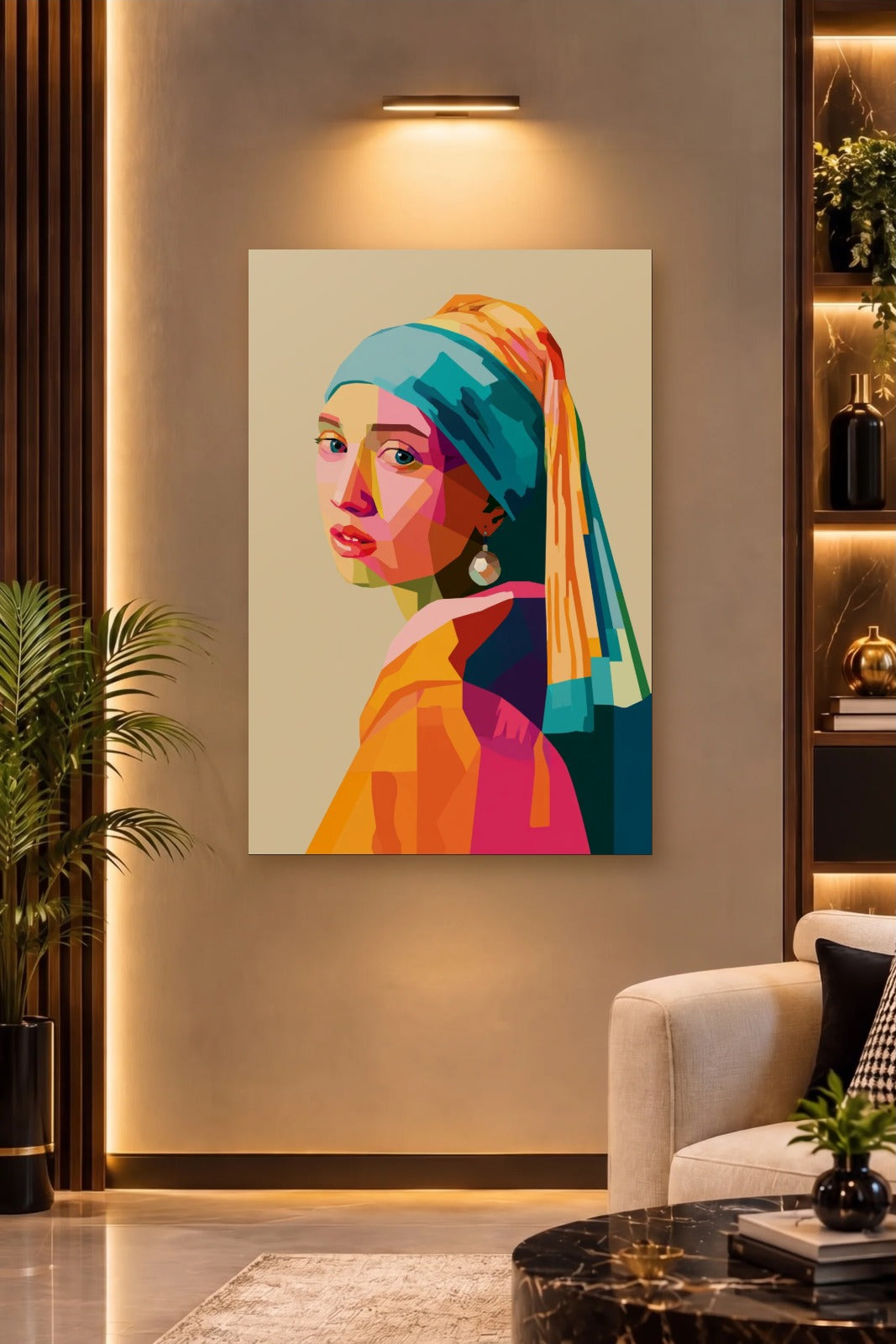 Luxury Art acrylic wall art on a warm-lit luxury wall