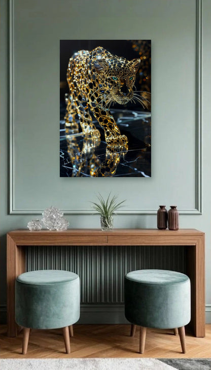 Luxury Art acrylic wall art above a wooden console