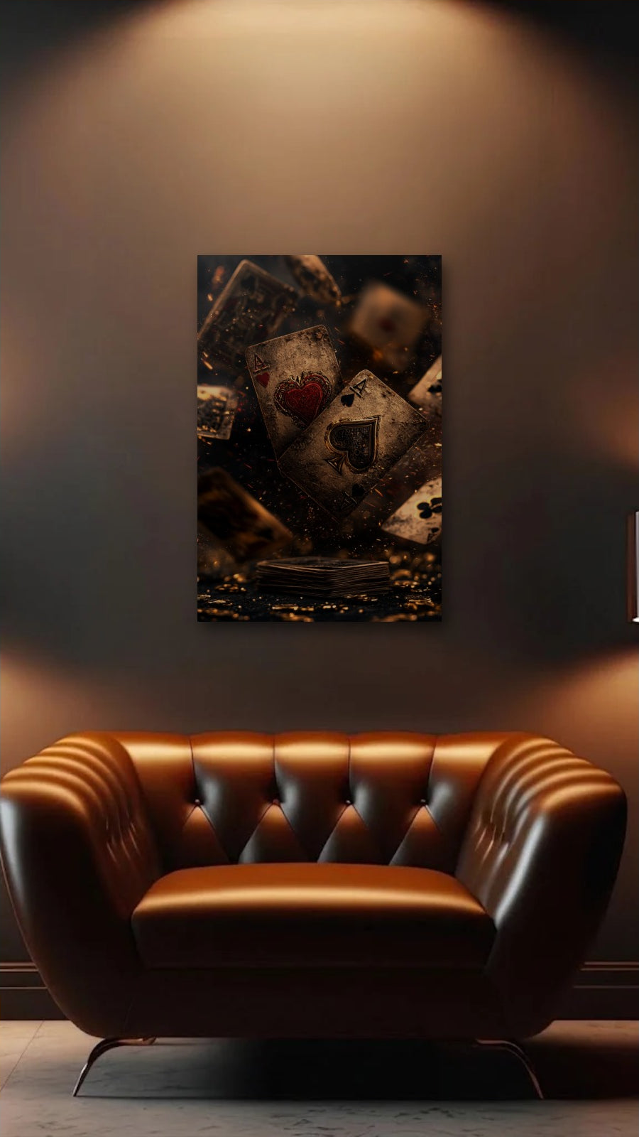 Luxury Art acrylic wall art above a leather armchair