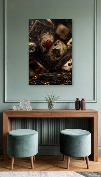 Luxury Art acrylic wall art above a wooden console