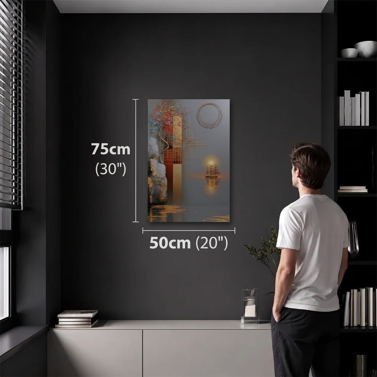 Luxury Art 50x75 cm acrylic wall art in a dark modern room
