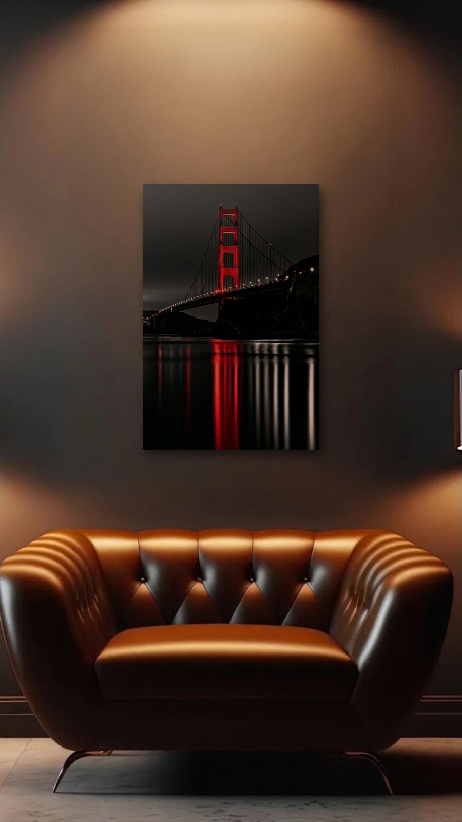 Luxury Art acrylic wall art above a leather armchair