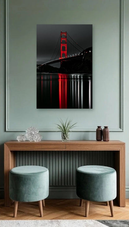 Luxury Art acrylic wall art above a wooden console