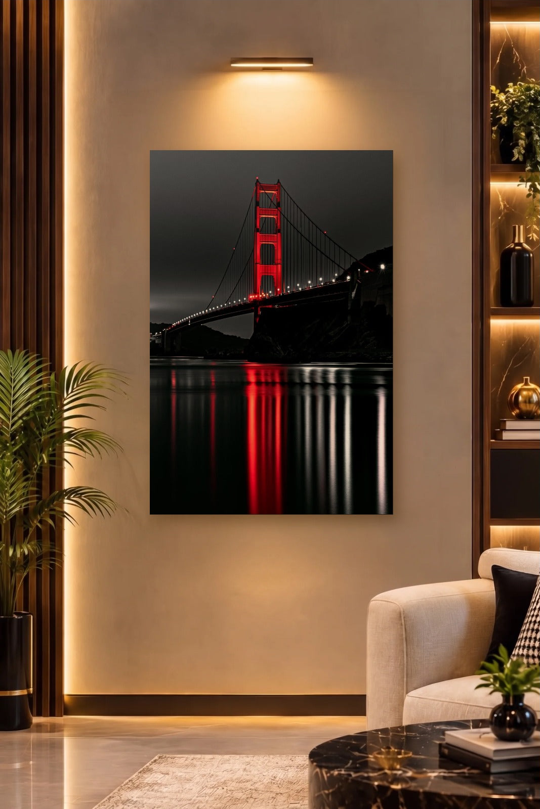 Luxury Art acrylic wall art on a warm-lit luxury wall