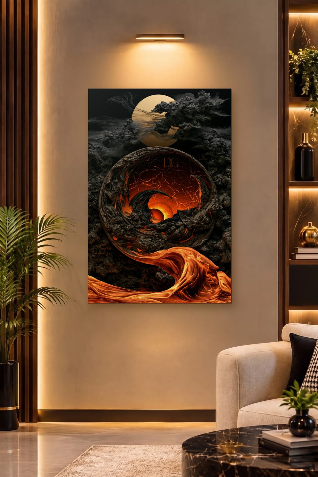Luxury Art acrylic wall art on a warm-lit luxury wall