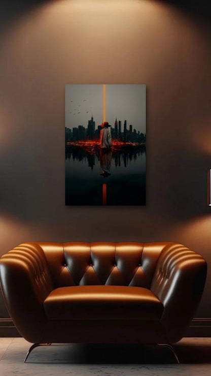 Luxury Art acrylic wall art above a leather armchair